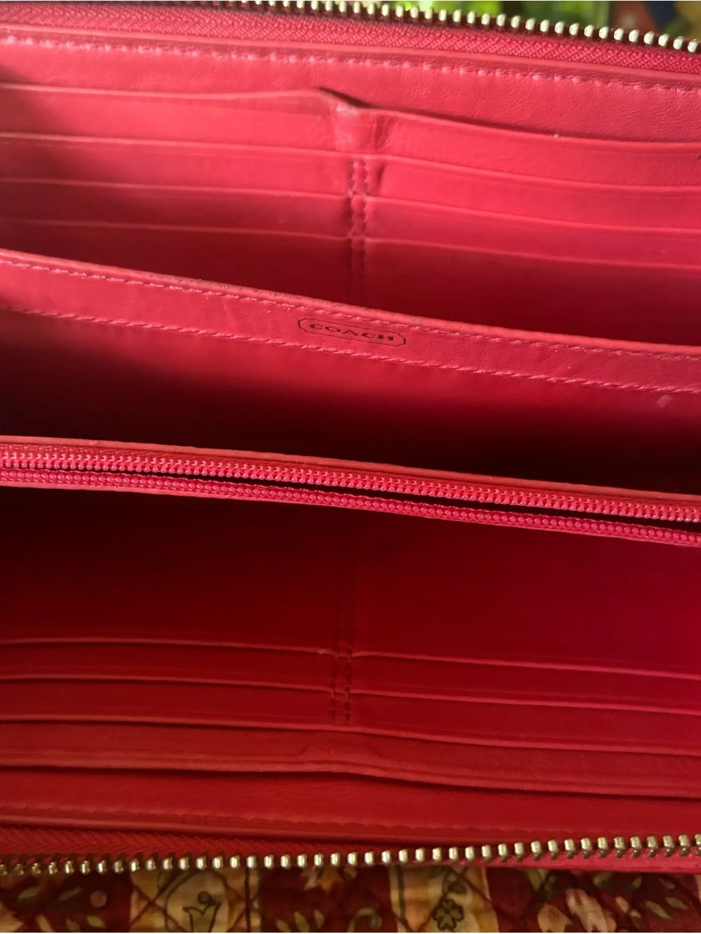 Coach F49609 Madison Twist Leather Accordion Zip Wallet Dahila Red $275